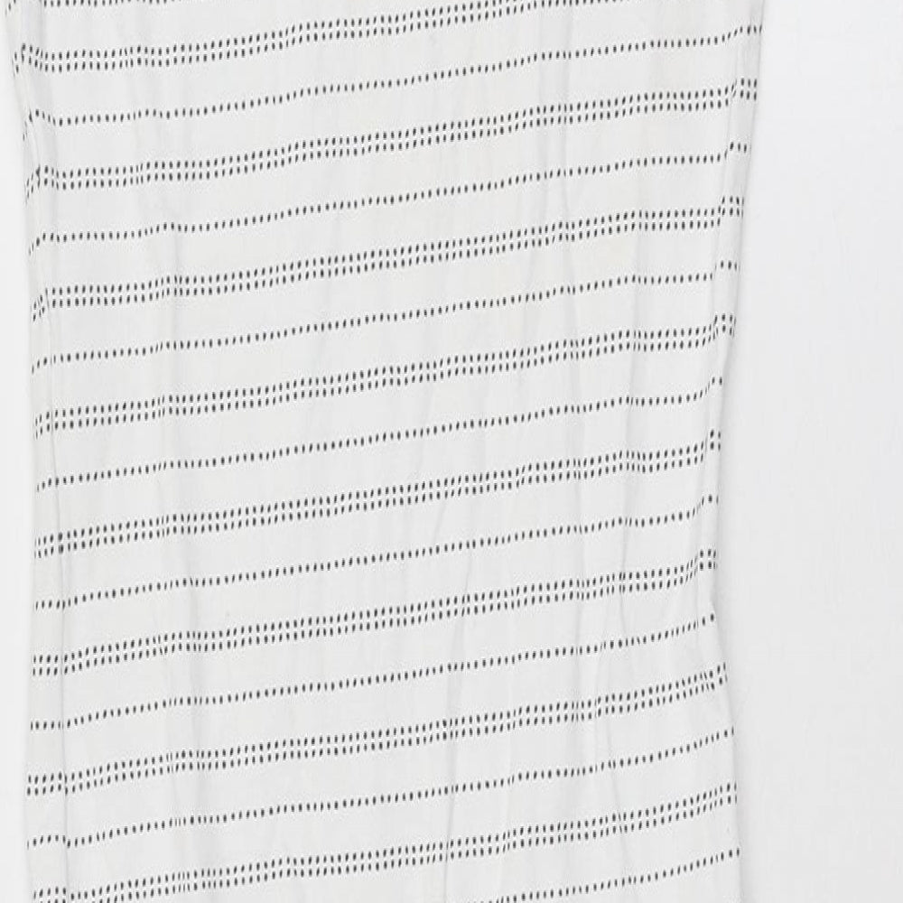 Primark Womens White Striped Cotton Bodycon Size 4 Round Neck Pullover