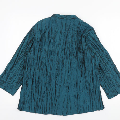 EWM Womens Blue Polyester Basic Button-Up Size 16 Sweetheart