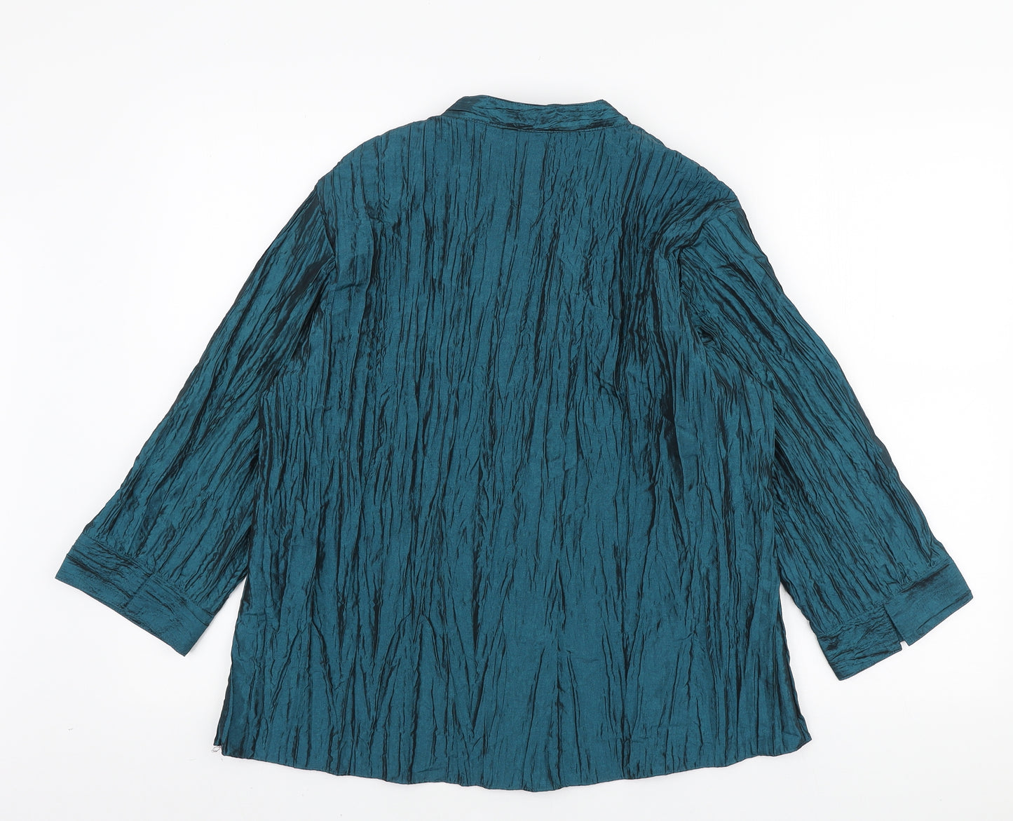 EWM Womens Blue Polyester Basic Button-Up Size 16 Sweetheart