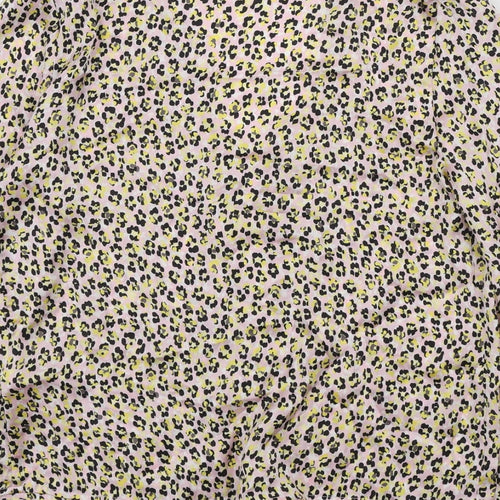 Topshop Womens Multicoloured Animal Print Polyester Basic Blouse Size 6 V-Neck
