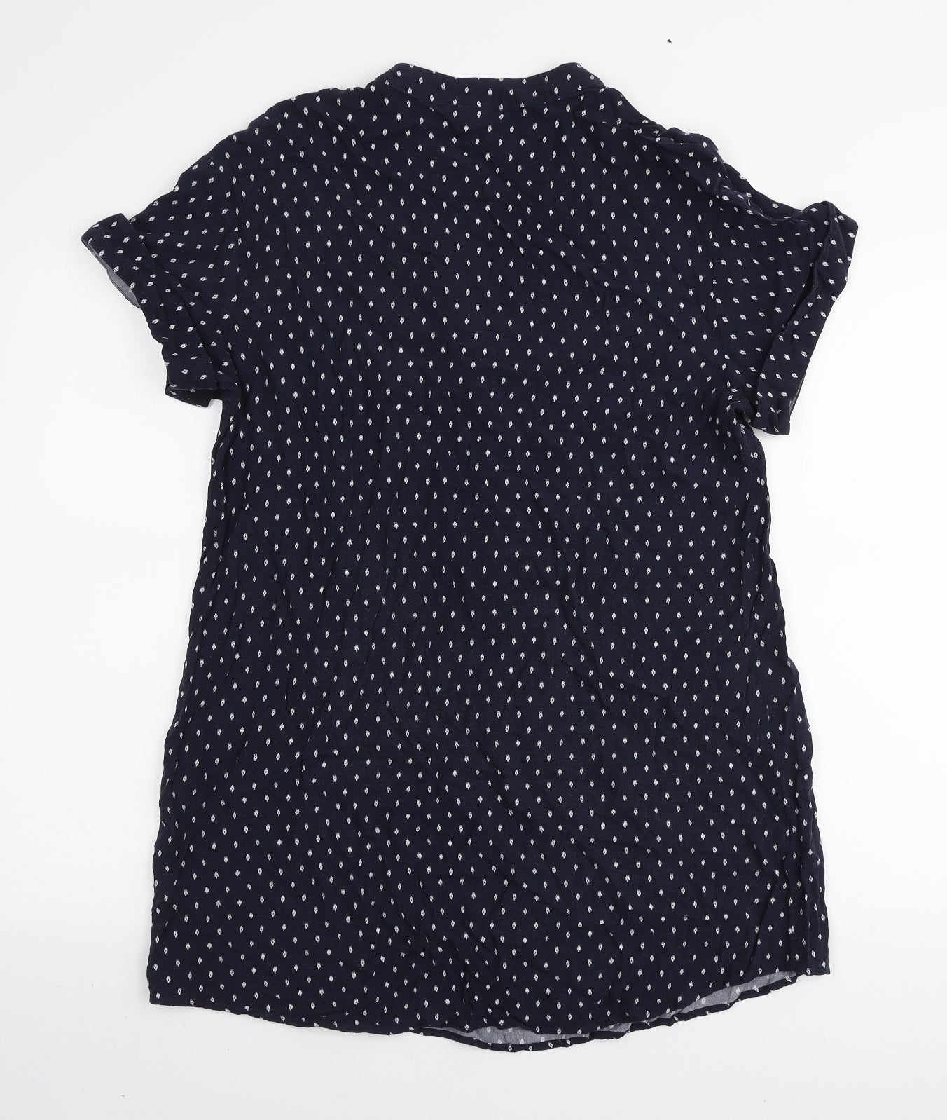 H&M Womens Blue Polka Dot Viscose Basic T-Shirt Size M V-Neck