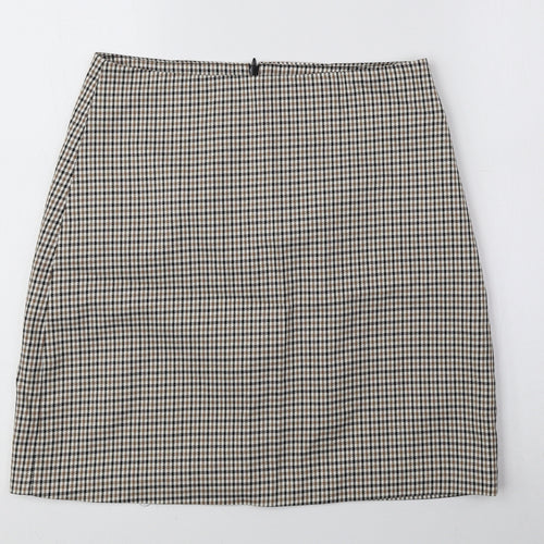 Amisu Womens Brown Check Polyester Mini Set Size 8 Zip