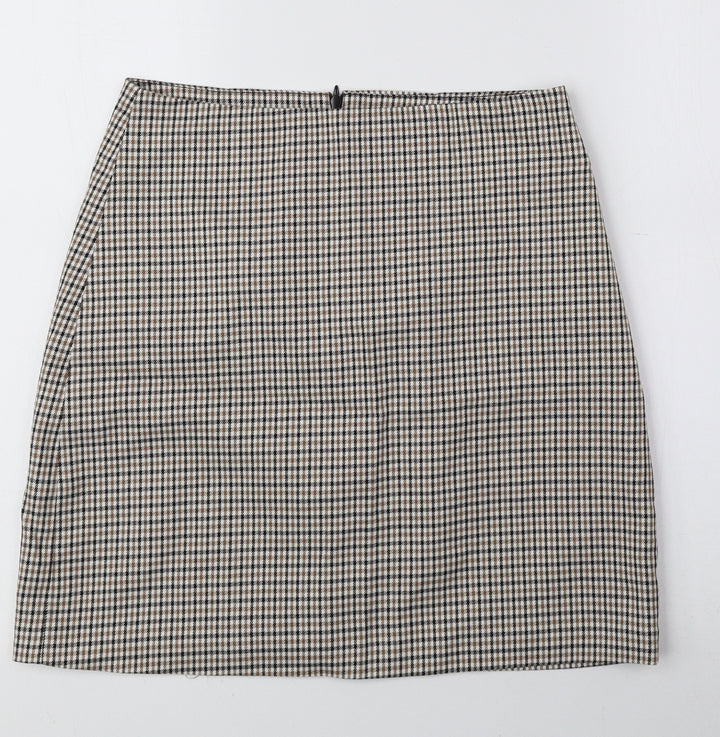 Amisu Womens Brown Check Polyester Mini Set Size 8 Zip
