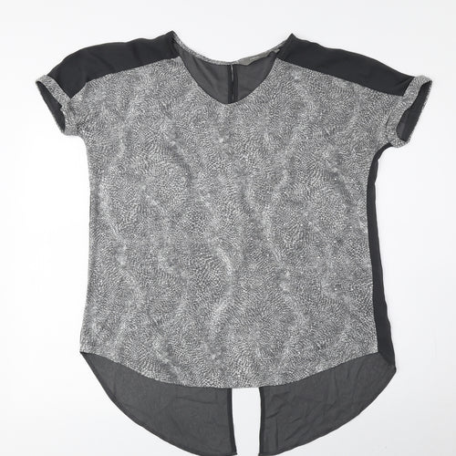 NEXT Womens Grey Animal Print Polyester Basic Blouse Size 10 Sweetheart