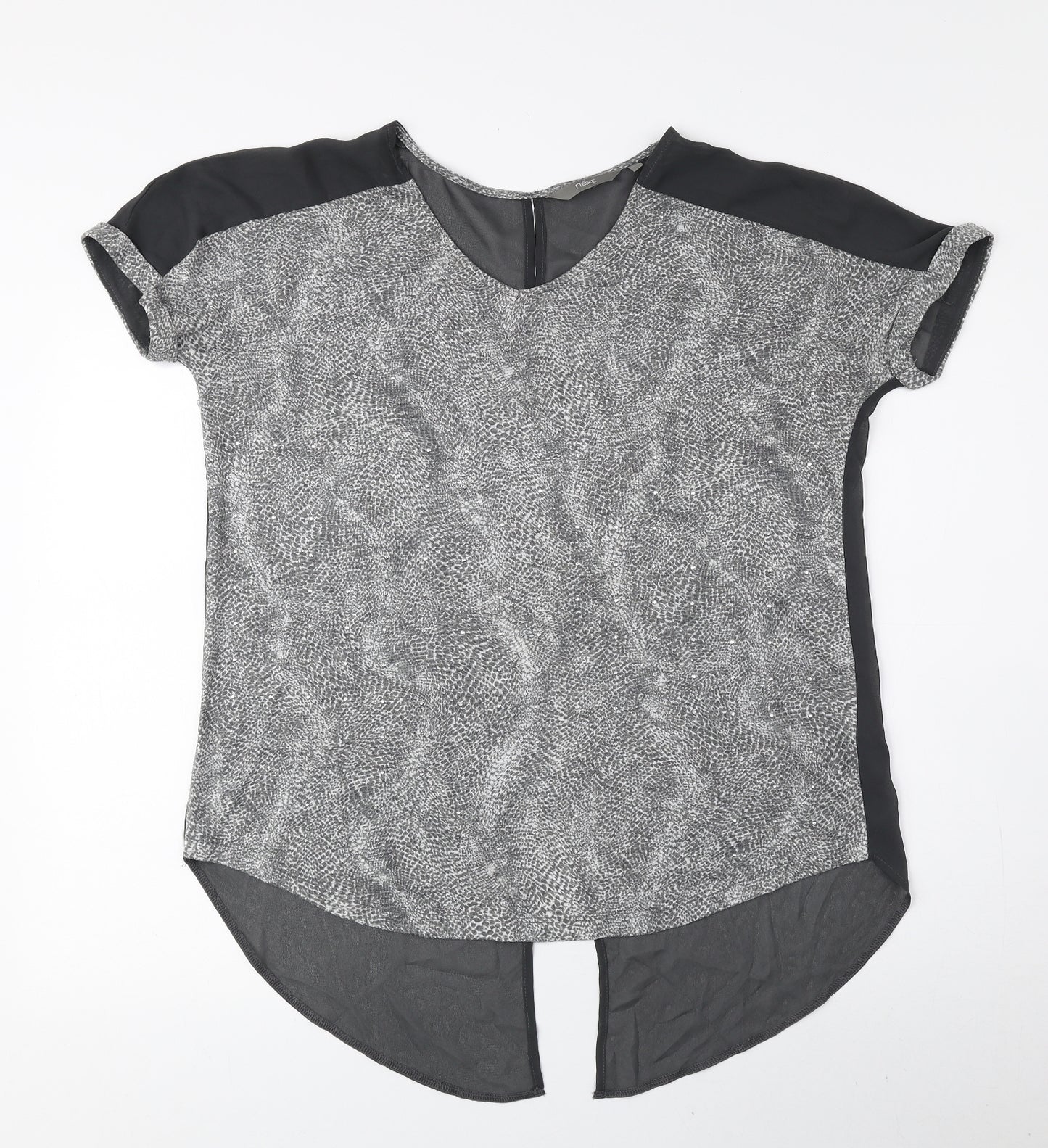 NEXT Womens Grey Animal Print Polyester Basic Blouse Size 10 Sweetheart