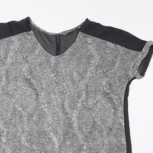 NEXT Womens Grey Animal Print Polyester Basic Blouse Size 10 Sweetheart