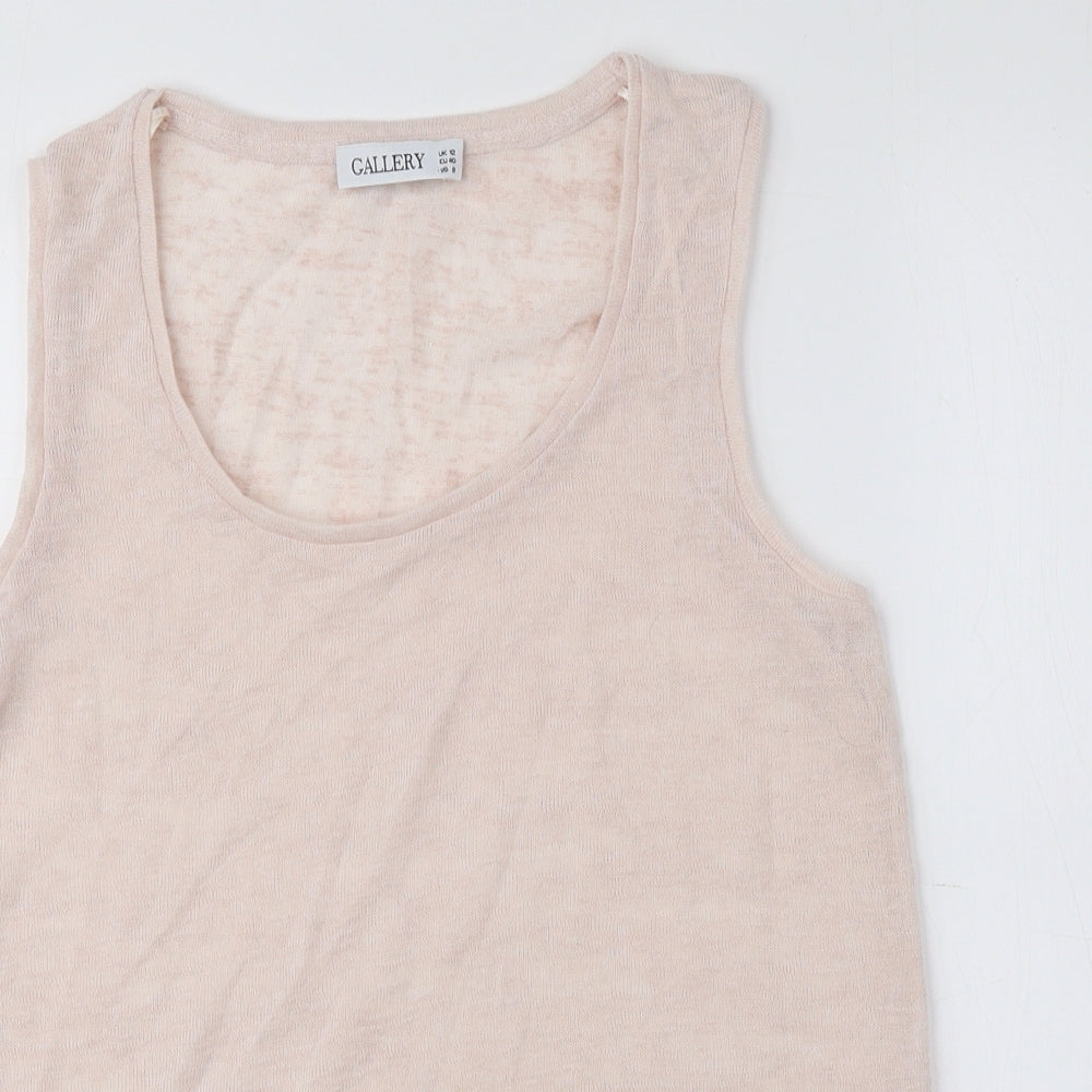 Gallery Womens Pink Polyester Basic T-Shirt Size 12 Scoop Neck
