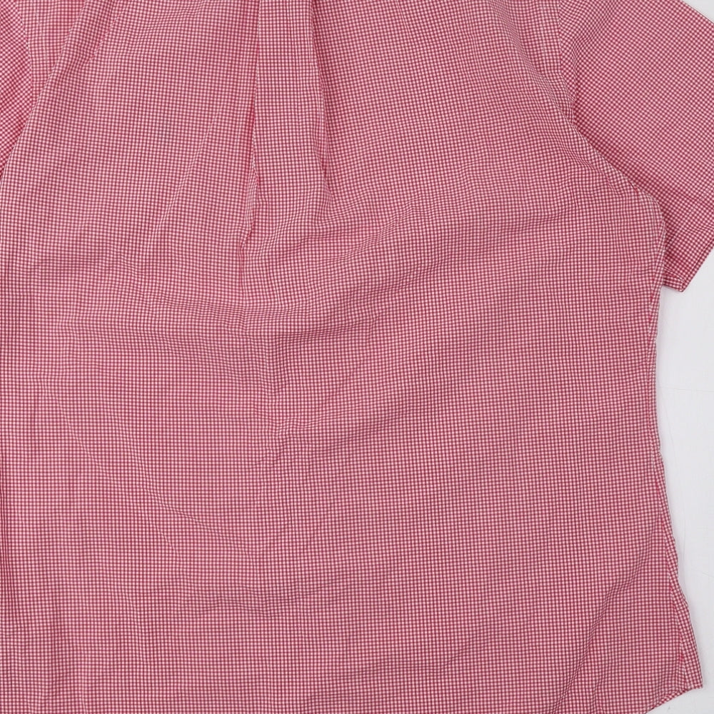 Ralph Lauren Mens Red Check Cotton Button-Up Size M Collared Button
