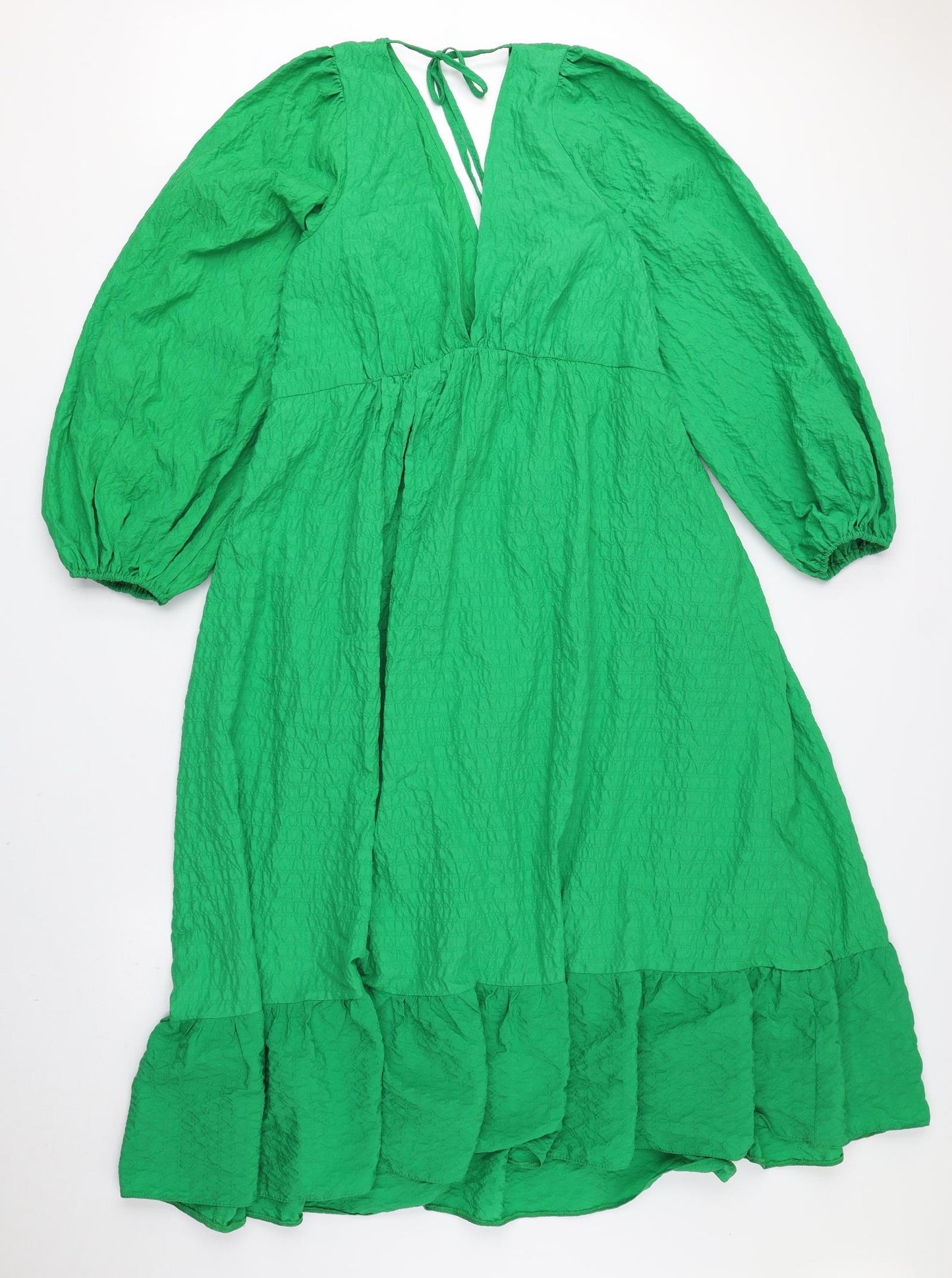 Nobody's Child Womens Green Polyester A-Line Size 14 V-Neck Tie