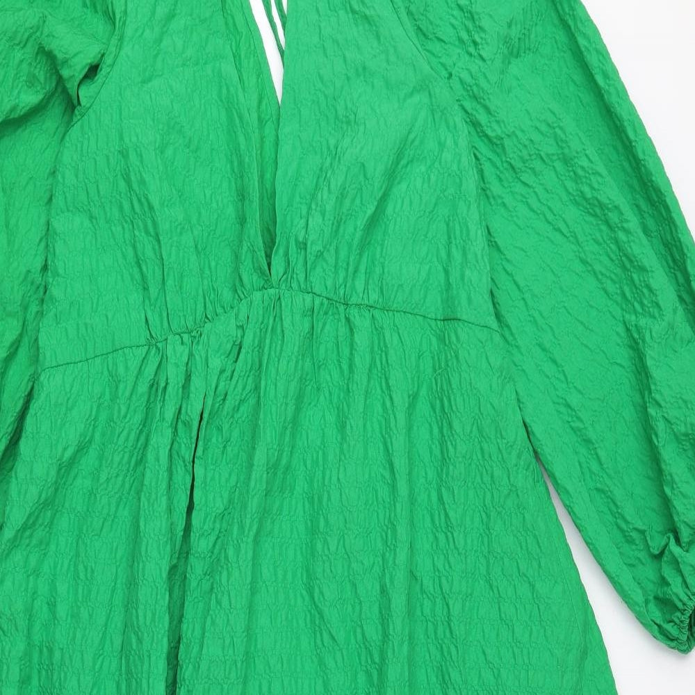 Nobody's Child Womens Green Polyester A-Line Size 14 V-Neck Tie