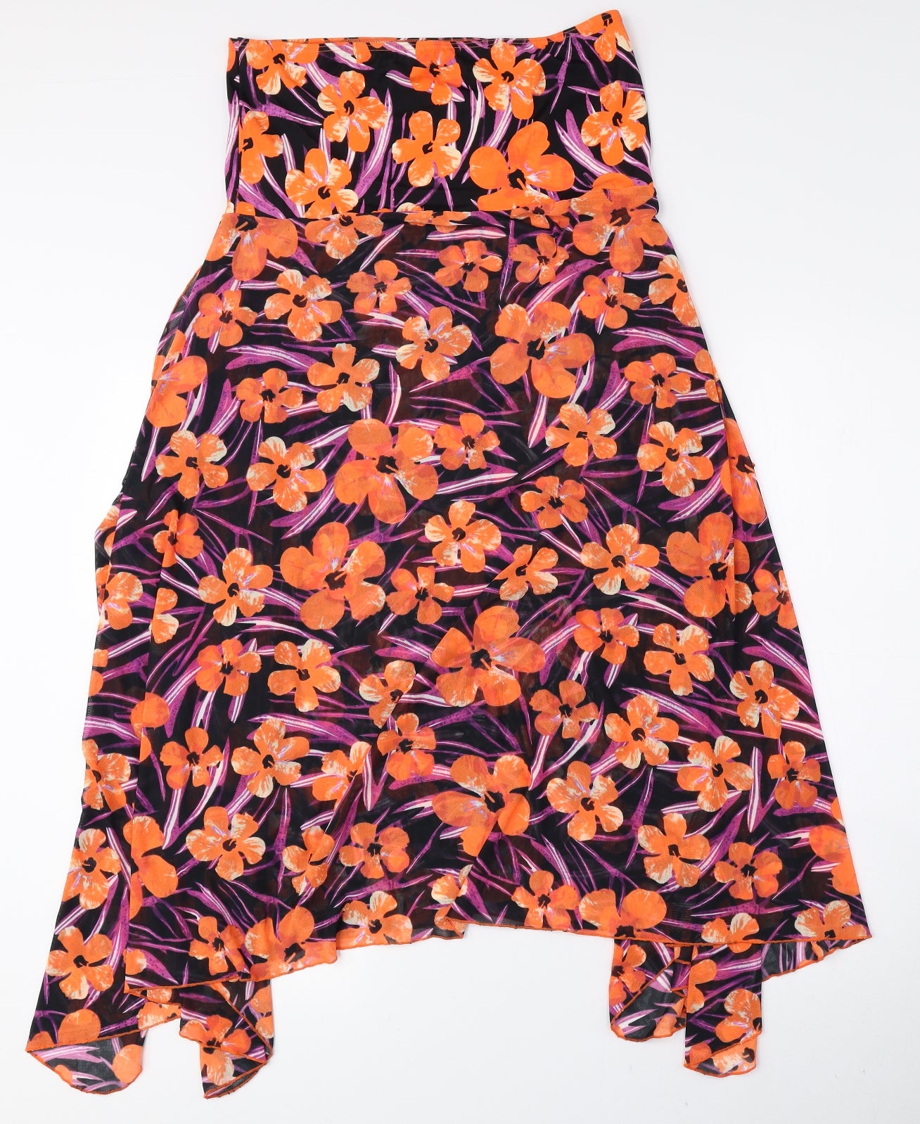 M&Co Womens Multicoloured Floral Polyester A-Line Skirt Size S - Asymmetric Hem
