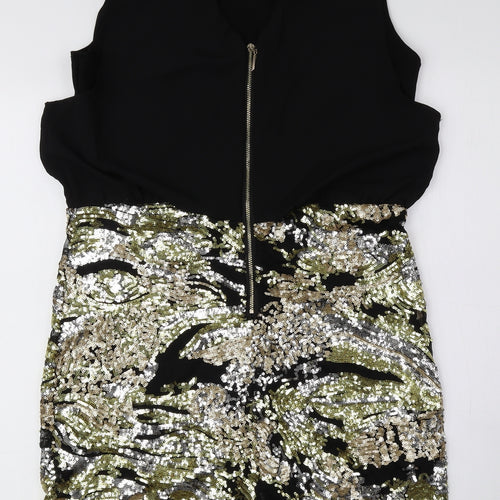 Jolie Moi Womens Black Polyester Bodycon Size 12 Scoop Neck Zip