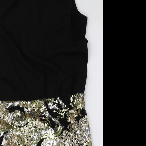 Jolie Moi Womens Black Polyester Bodycon Size 12 Scoop Neck Zip