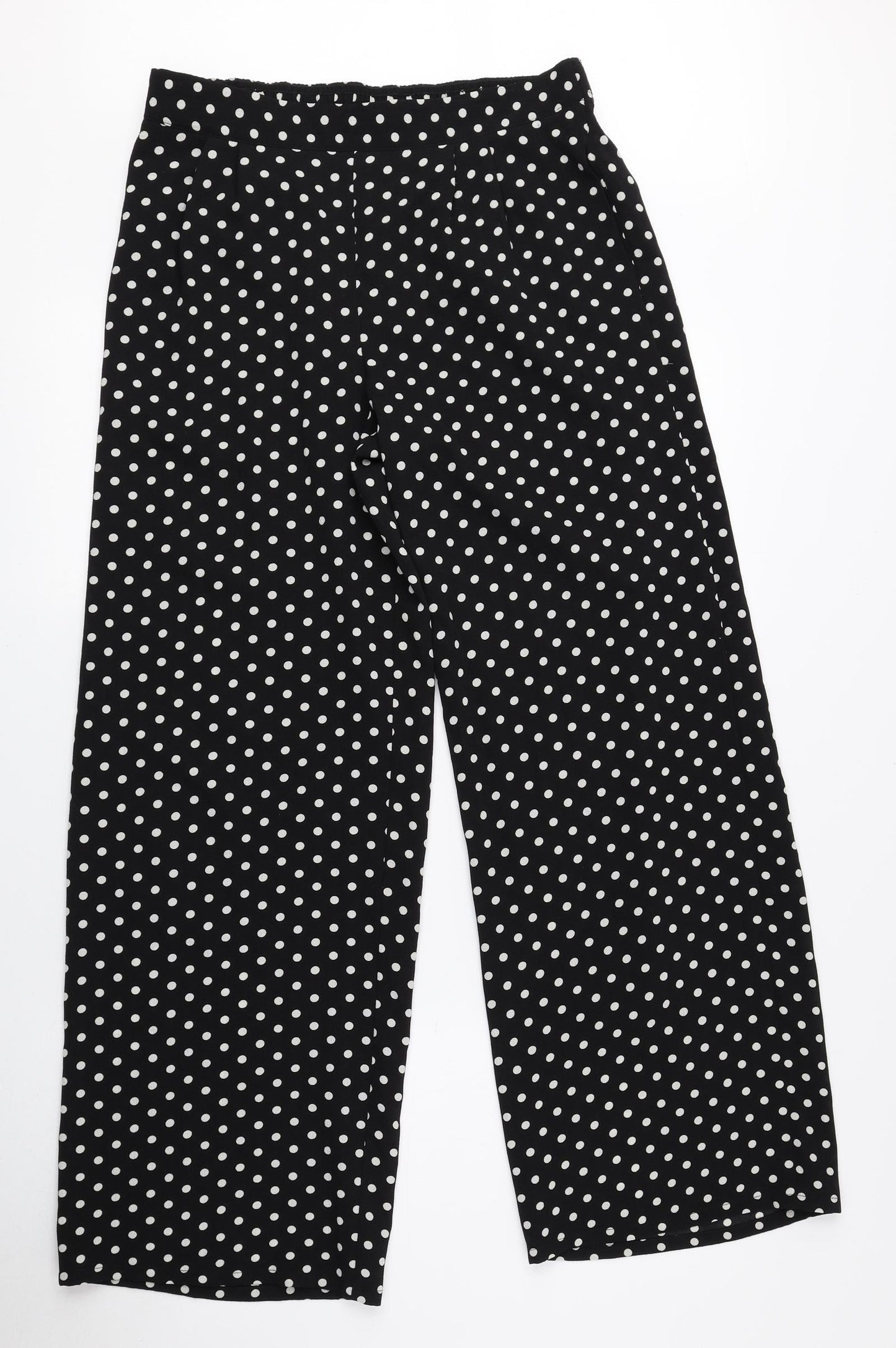 Papaya Womens Black Polka Dot Polyester Trousers Size 8 L27.5 in Regular
