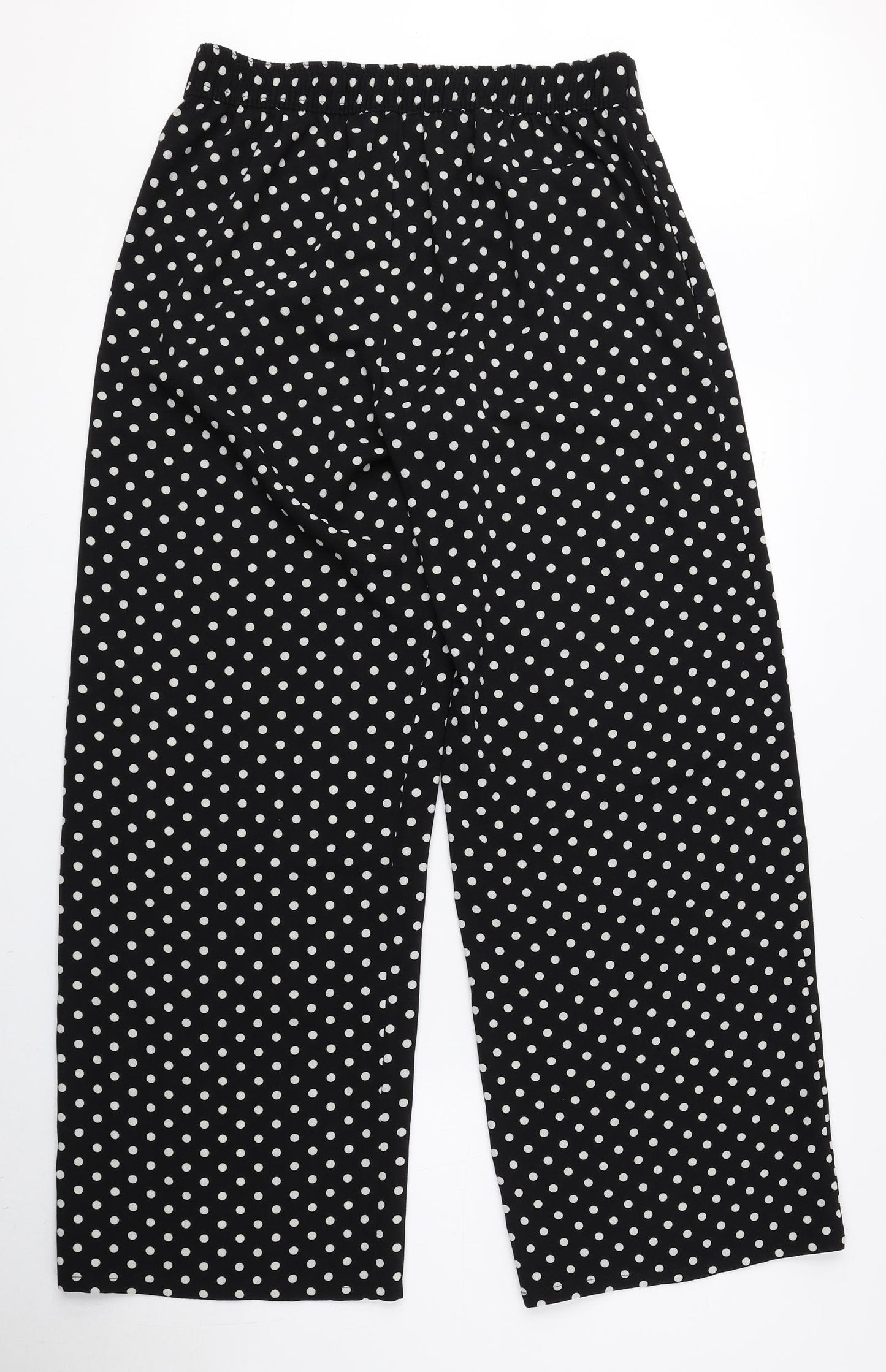 Papaya Womens Black Polka Dot Polyester Trousers Size 8 L27.5 in Regular