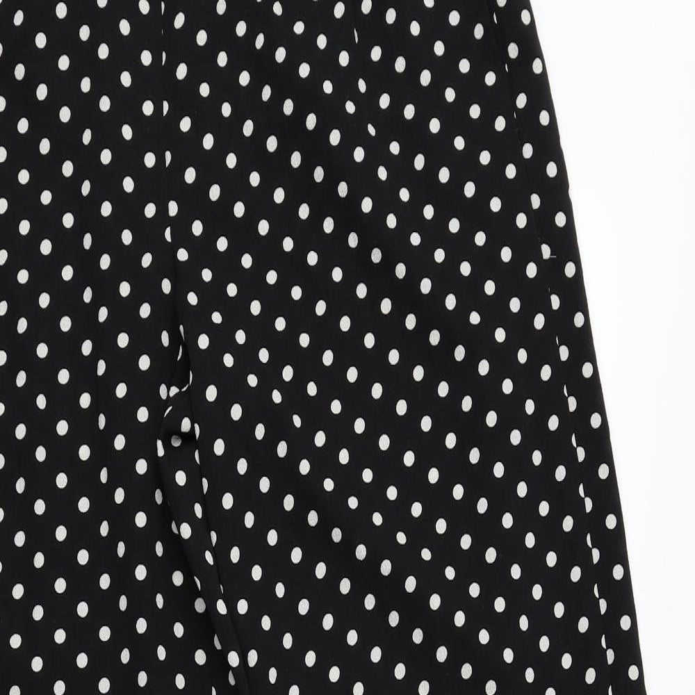 Papaya Womens Black Polka Dot Polyester Trousers Size 8 L27.5 in Regular