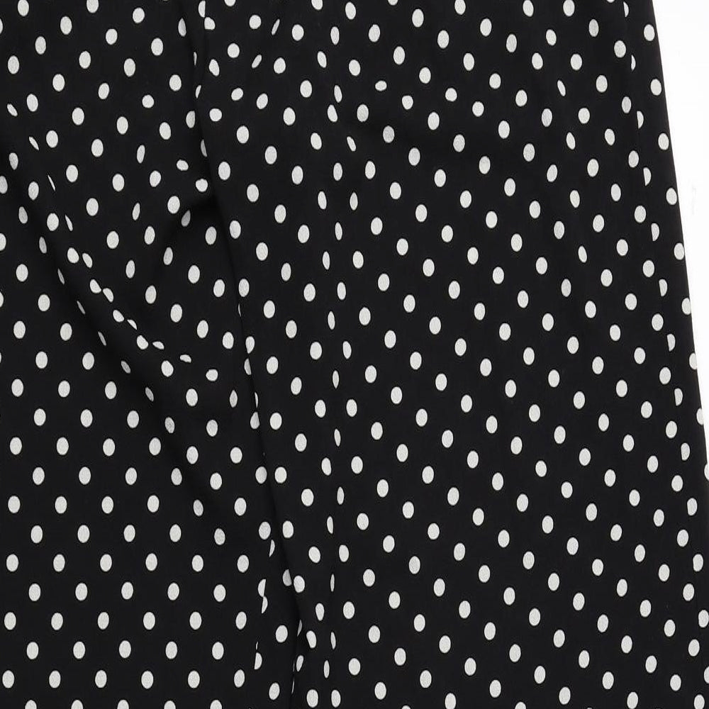 Papaya Womens Black Polka Dot Polyester Trousers Size 8 L27.5 in Regular