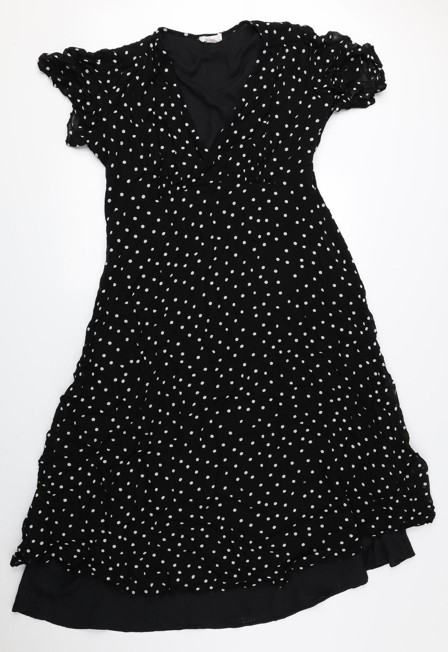 Finery Womens Black Polka Dot Viscose A-Line Size 16 V-Neck Pullover