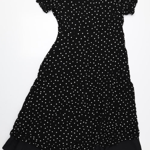 Finery Womens Black Polka Dot Viscose A-Line Size 16 V-Neck Pullover