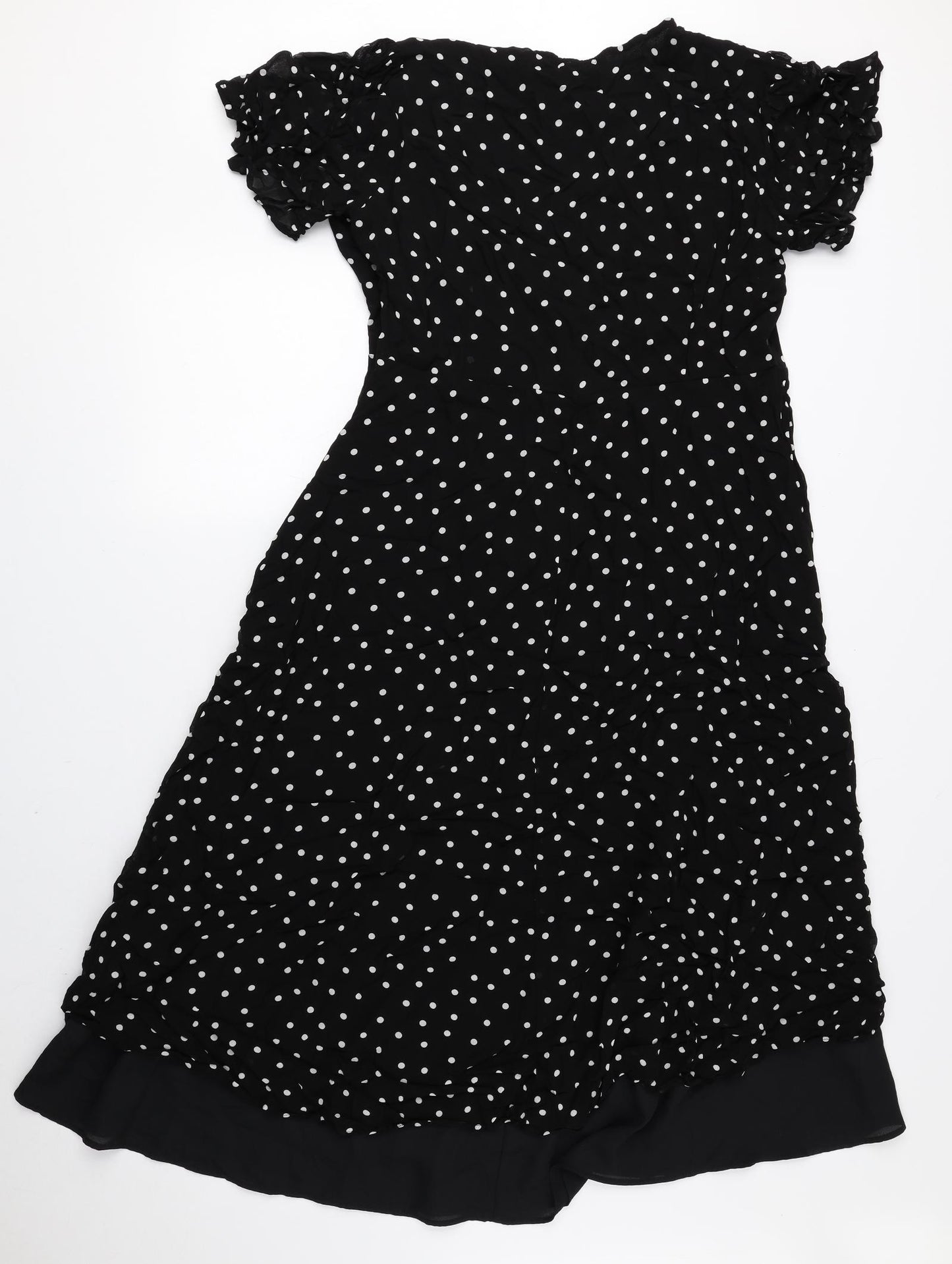 Finery Womens Black Polka Dot Viscose A-Line Size 16 V-Neck Pullover