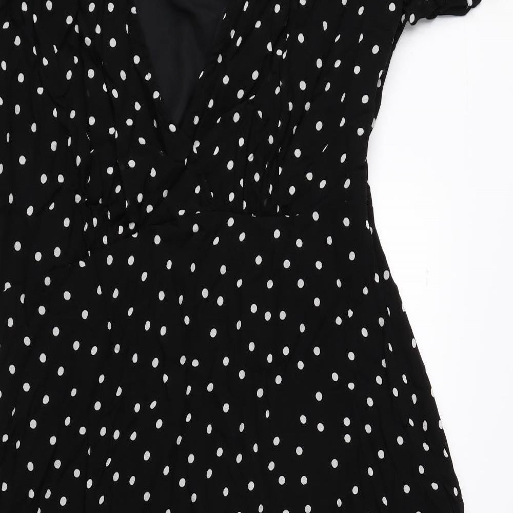 Finery Womens Black Polka Dot Viscose A-Line Size 16 V-Neck Pullover