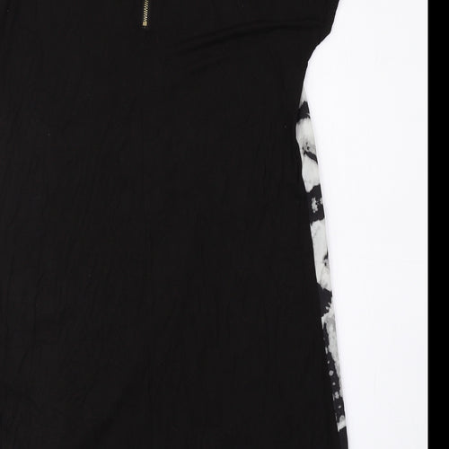 H&M Womens Grey Geometric Polyester A-Line Size XS Round Neck Zip