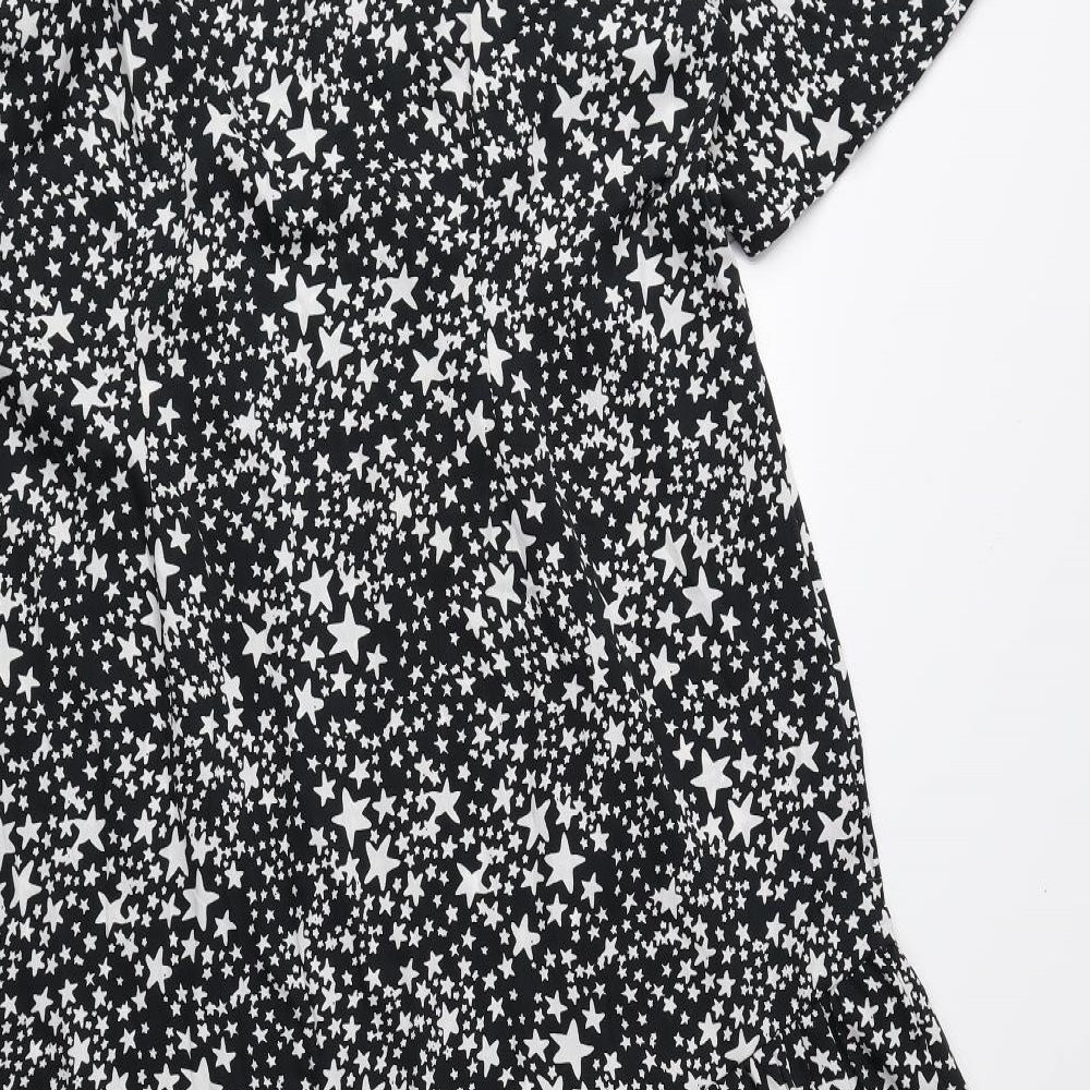New Look Womens Black Geometric Polyester Maxi Size 18 V-Neck Zip - Stars