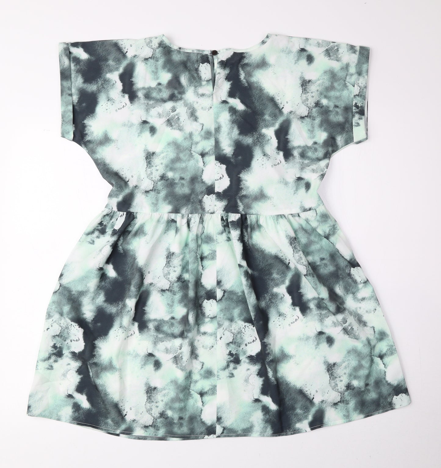 Blue Zoo Girls Green Geometric Polyester A-Line Size 10-11 Years Round Neck Button