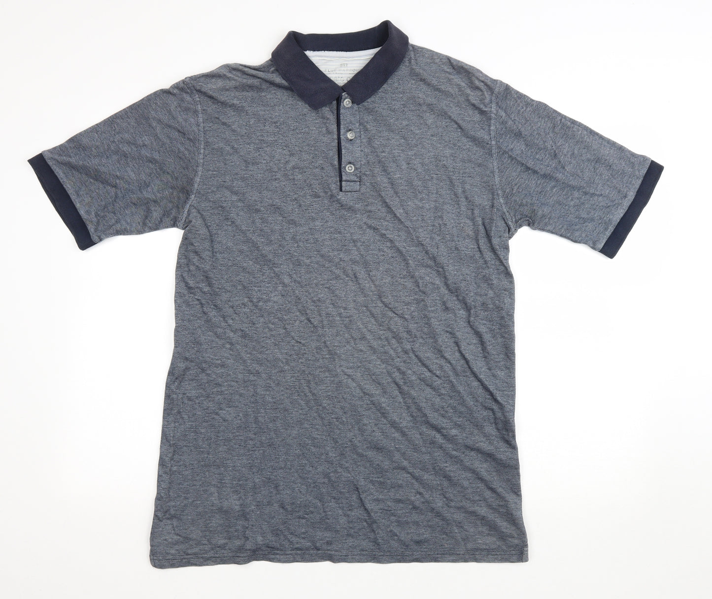 Marks and Spencer Mens Grey Cotton T-Shirt Size M Collared