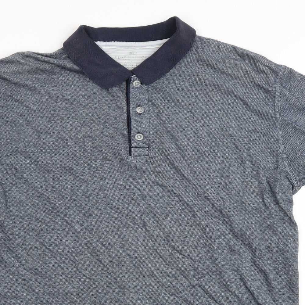 Marks and Spencer Mens Grey Cotton T-Shirt Size M Collared