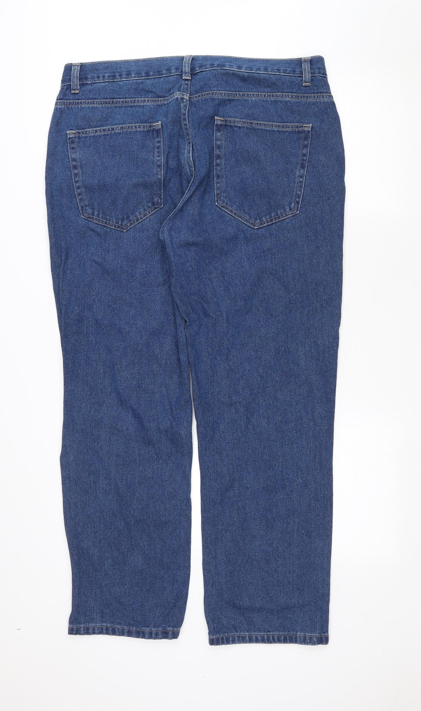 George Mens Blue Cotton Straight Jeans Size 36 in L28 in Regular Zip