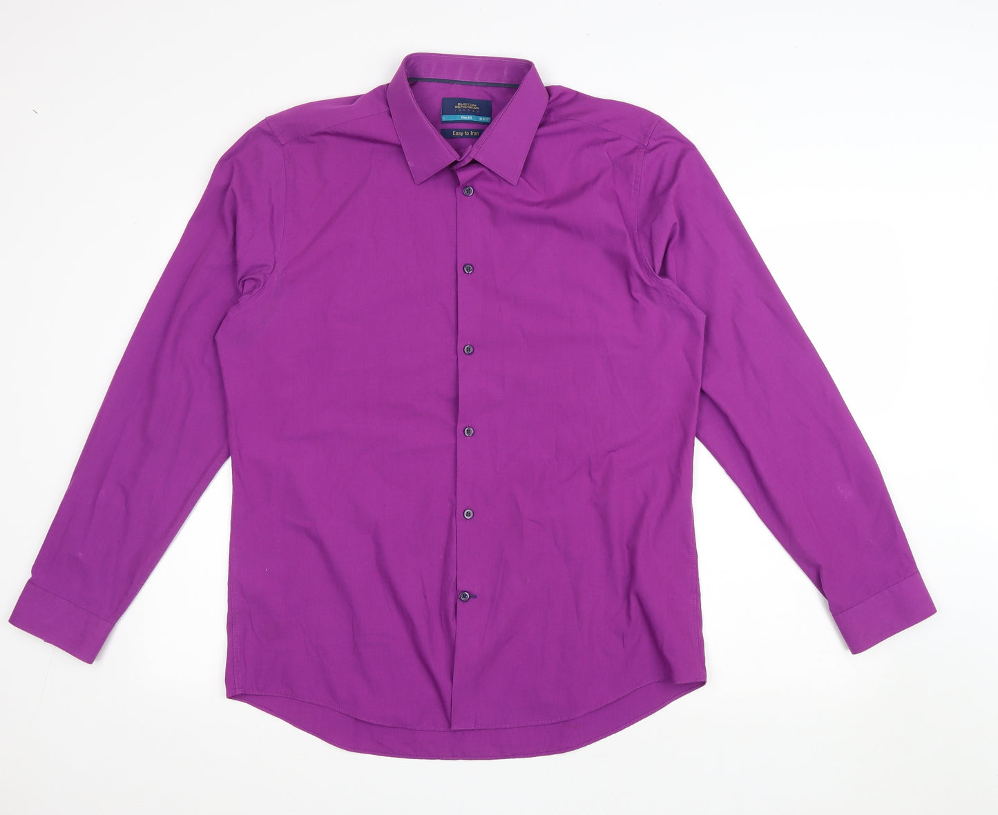 Burton Mens Purple Polyester Button-Up Size L Collared Button