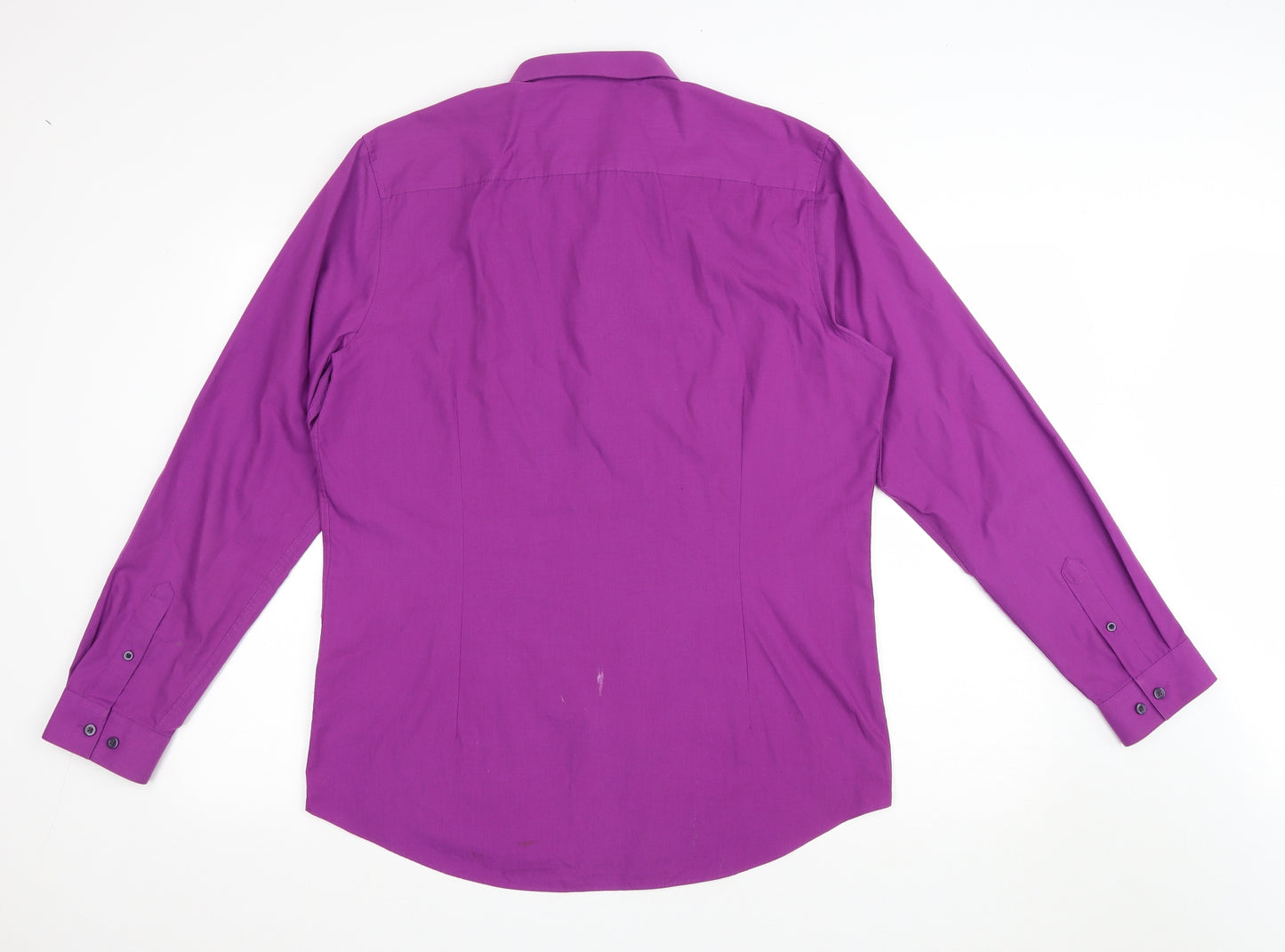 Burton Mens Purple Polyester Button-Up Size L Collared Button