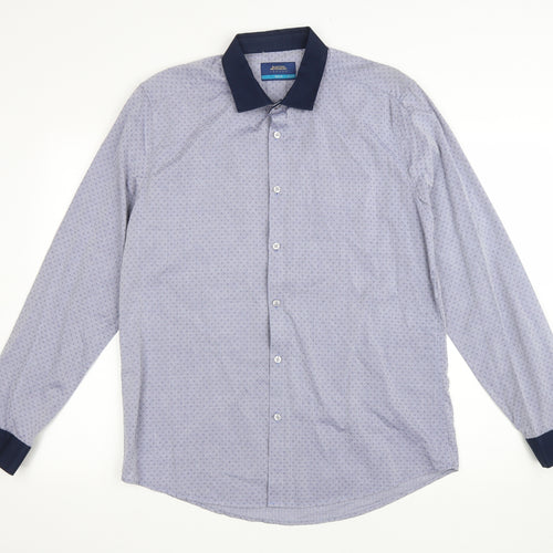 Burton Mens Grey Geometric Cotton Button-Up Size L Collared Button