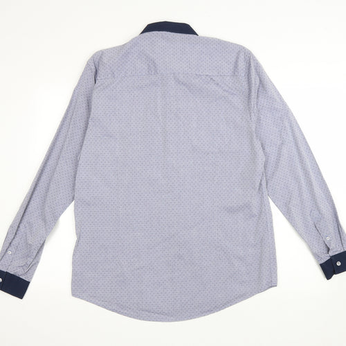 Burton Mens Grey Geometric Cotton Button-Up Size L Collared Button