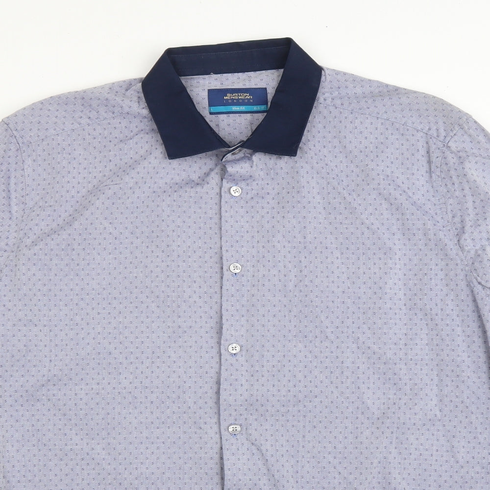 Burton Mens Grey Geometric Cotton Button-Up Size L Collared Button