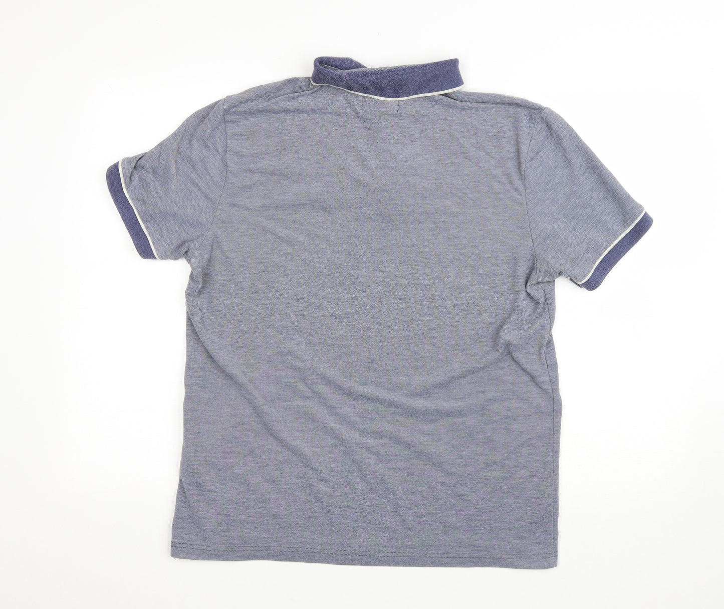 urton Mens Blue Cotton Polo Size L Collared Button