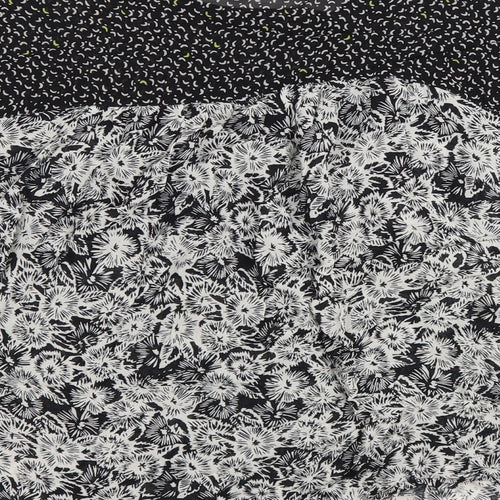 NEXT Womens Black Floral Polyester Basic T-Shirt Size 10 Round Neck