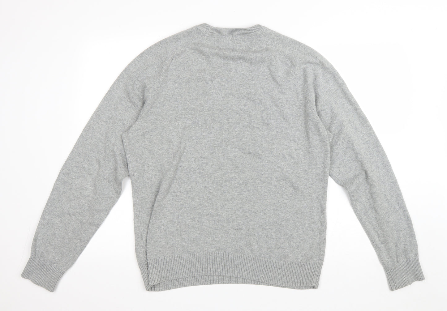 Pengion Mens Grey Round Neck Polyester Pullover Jumper Size L