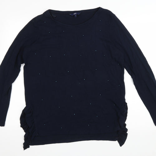 NEXT Womens Black Viscose Basic T-Shirt Size 14 Scoop Neck