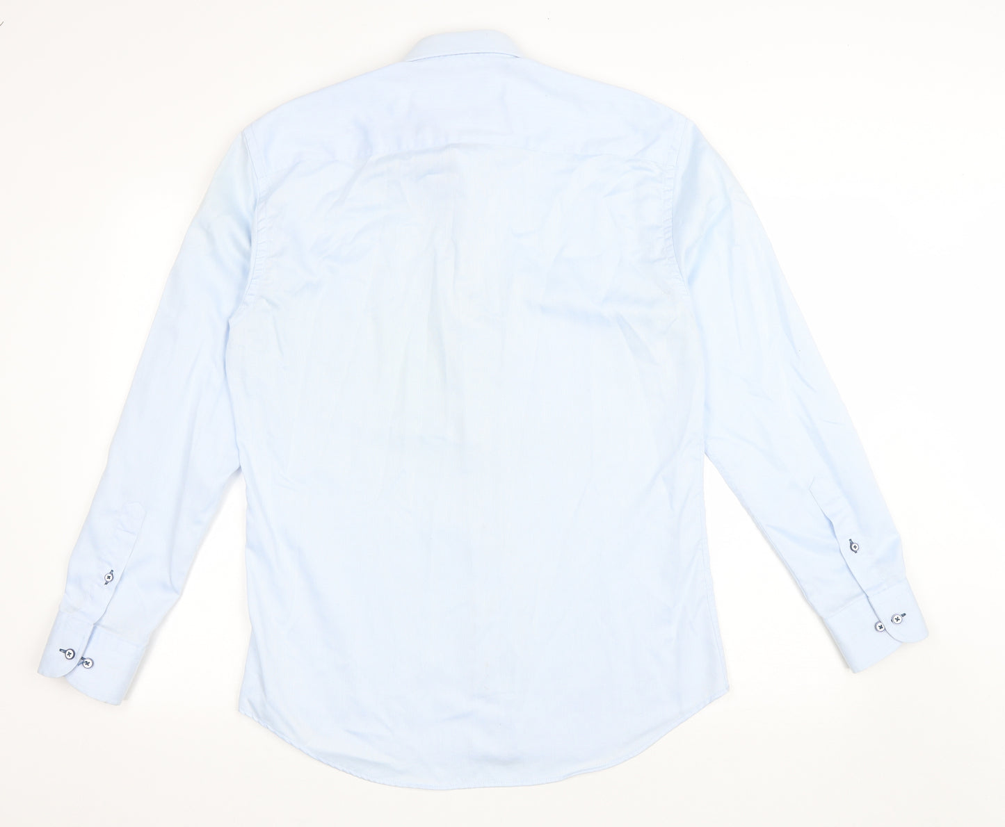 Benetti Mens Blue Cotton Dress Shirt Size 16 Collared Button