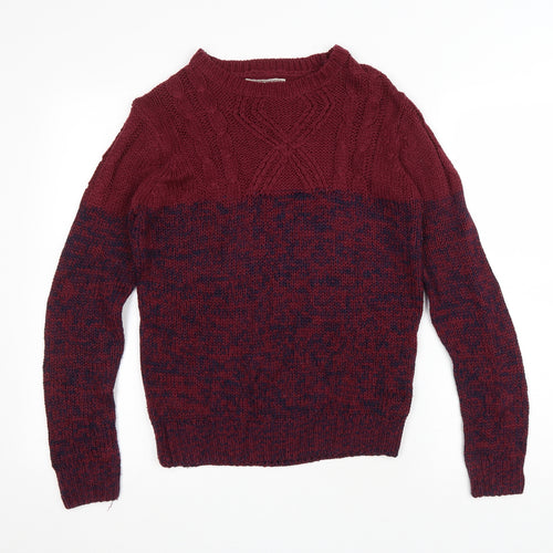 Alcot Womens Red Round Neck Acrylic Pullover Jumper Size S
