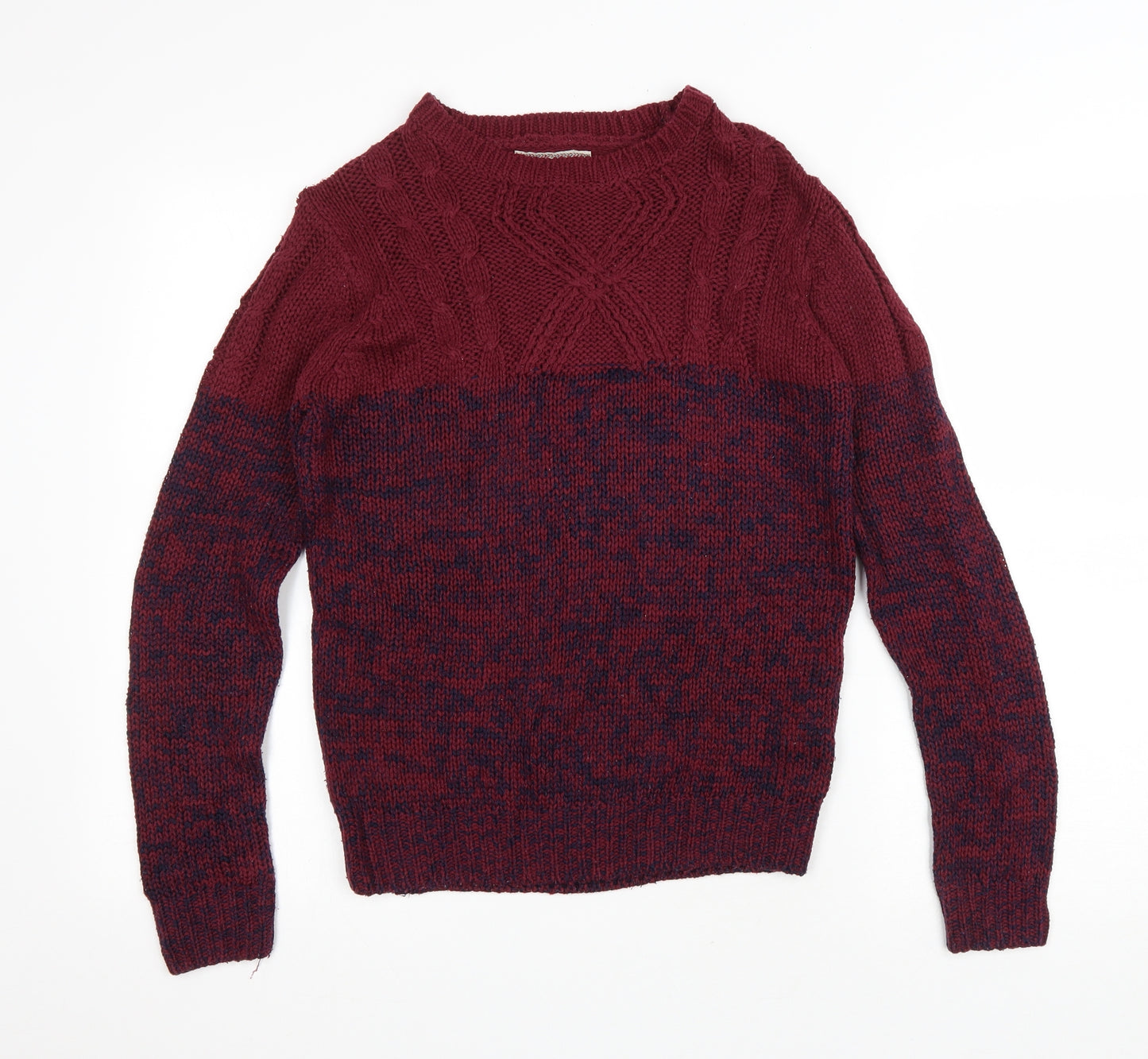 Alcot Womens Red Round Neck Acrylic Pullover Jumper Size S