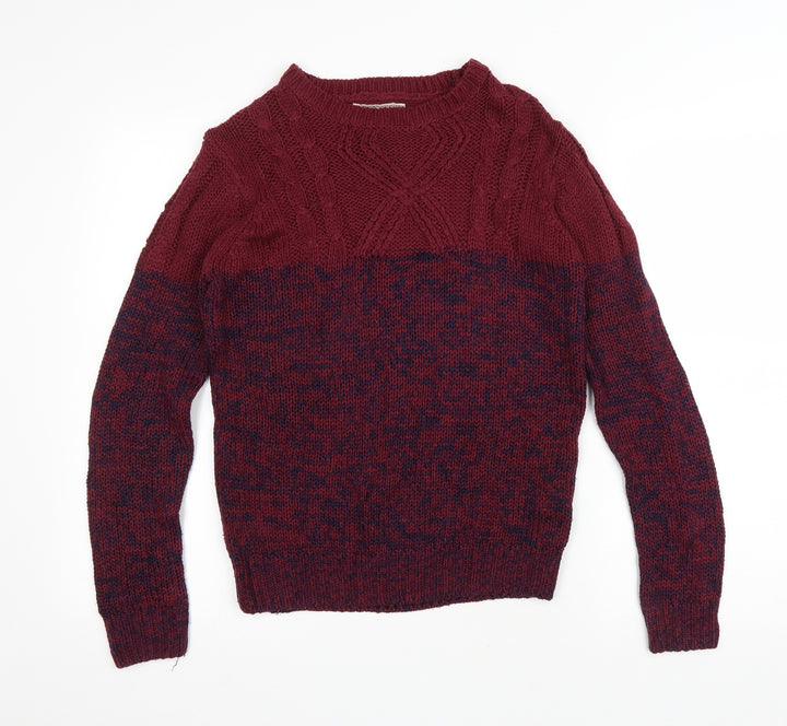 Alcot Womens Red Round Neck Acrylic Pullover Jumper Size S