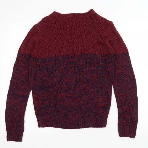 Alcot Womens Red Round Neck Acrylic Pullover Jumper Size S