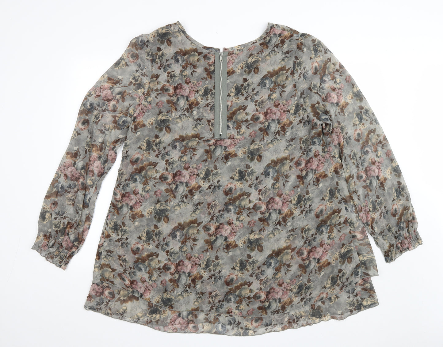 Rage Womens Multicoloured Floral Polyester A-Line Size 16 Scoop Neck Zip