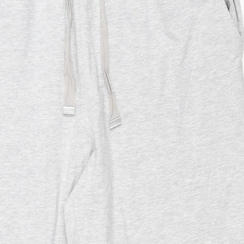 Marks and Spencer Womens Grey Cotton Sweatpants Trousers Size 20 L26 in Regular Drawstring