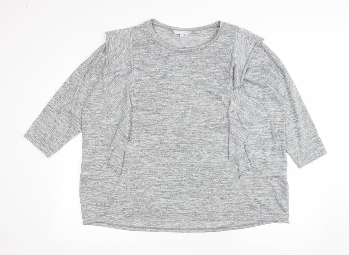 Debenhams Womens Grey Polyester Basic T-Shirt Size 20 Round Neck