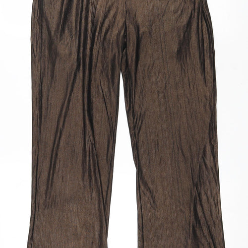 WYLDR Womens Brown Polyester Trousers Size XS L34 in Regular Zip - Sheer