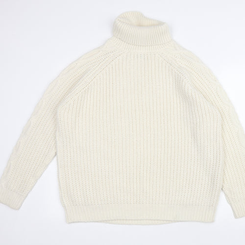 Matalan Womens Ivory Roll Neck Acrylic Pullover Jumper Size XL